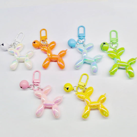 #C00002 Colorful Balloon Dog Keychain Charm with Bell – Cute Glossy Animal Bag Accessory for Women, Kids & Gifts