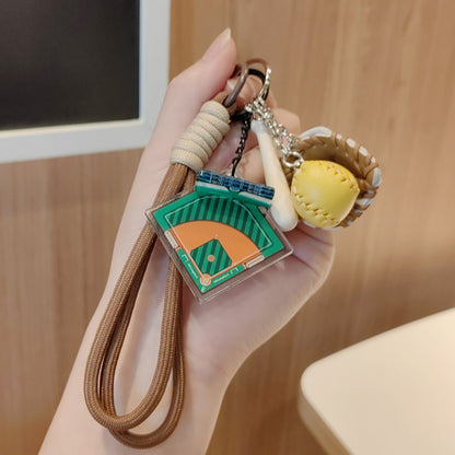 #C00016 Baseball Keychain Charm Set – Mini Bat, Glove & Field Accessory Gift for Players, Fans & Sports Lovers