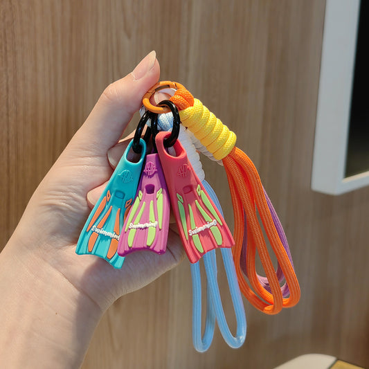 #C00009 Swimming Fin Keychain Charm – Colorful Mini Flippers Accessory for Swimmers, Beach Lovers & Gifts