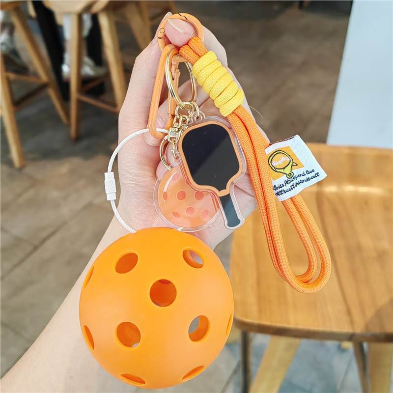 #C00011 Pickleball Keychain Charm Set – Mini Paddle, Ball & Wrist Strap Accessory for Players & Sports Lovers