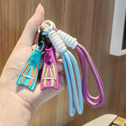 #C00009 Swimming Fin Keychain Charm – Colorful Mini Flippers Accessory for Swimmers, Beach Lovers & Gifts