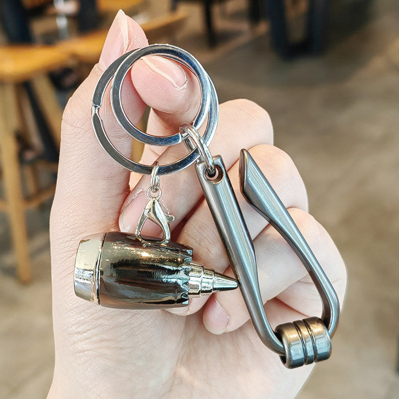 #C00012 Airplane Keychain Charm – Metal Jet Engine & Aircraft Accessory Gift for Pilots, Travelers & Aviation Lovers