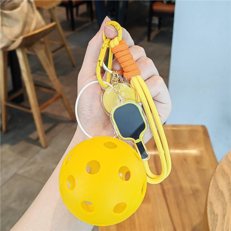 #C00011 Pickleball Keychain Charm Set – Mini Paddle, Ball & Wrist Strap Accessory for Players & Sports Lovers