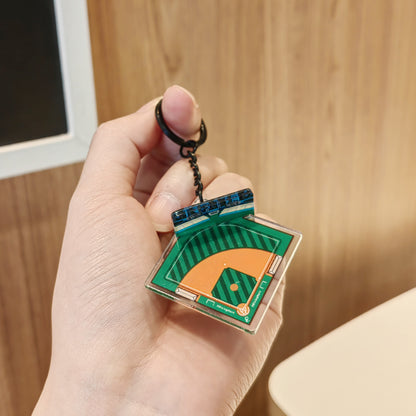 #C00016 Baseball Keychain Charm Set – Mini Bat, Glove & Field Accessory Gift for Players, Fans & Sports Lovers