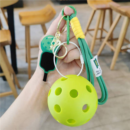 #C00011 Pickleball Keychain Charm Set – Mini Paddle, Ball & Wrist Strap Accessory for Players & Sports Lovers