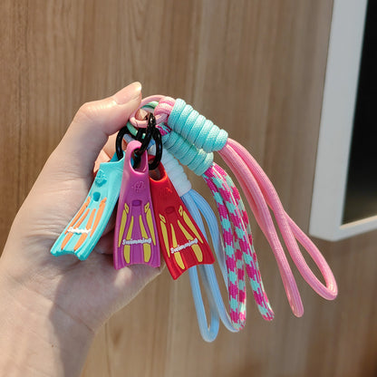 #C00009 Swimming Fin Keychain Charm – Colorful Mini Flippers Accessory for Swimmers, Beach Lovers & Gifts