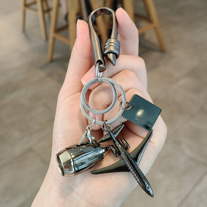 #C00012 Airplane Keychain Charm – Metal Jet Engine & Aircraft Accessory Gift for Pilots, Travelers & Aviation Lovers