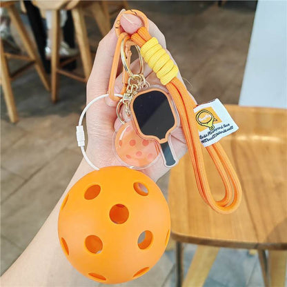#C00011 Pickleball Keychain Charm Set – Mini Paddle, Ball & Wrist Strap Accessory for Players & Sports Lovers