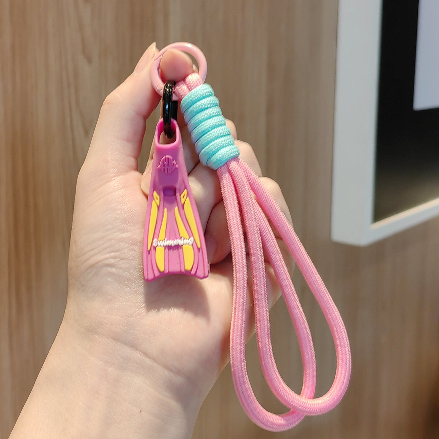 #C00009 Swimming Fin Keychain Charm – Colorful Mini Flippers Accessory for Swimmers, Beach Lovers & Gifts