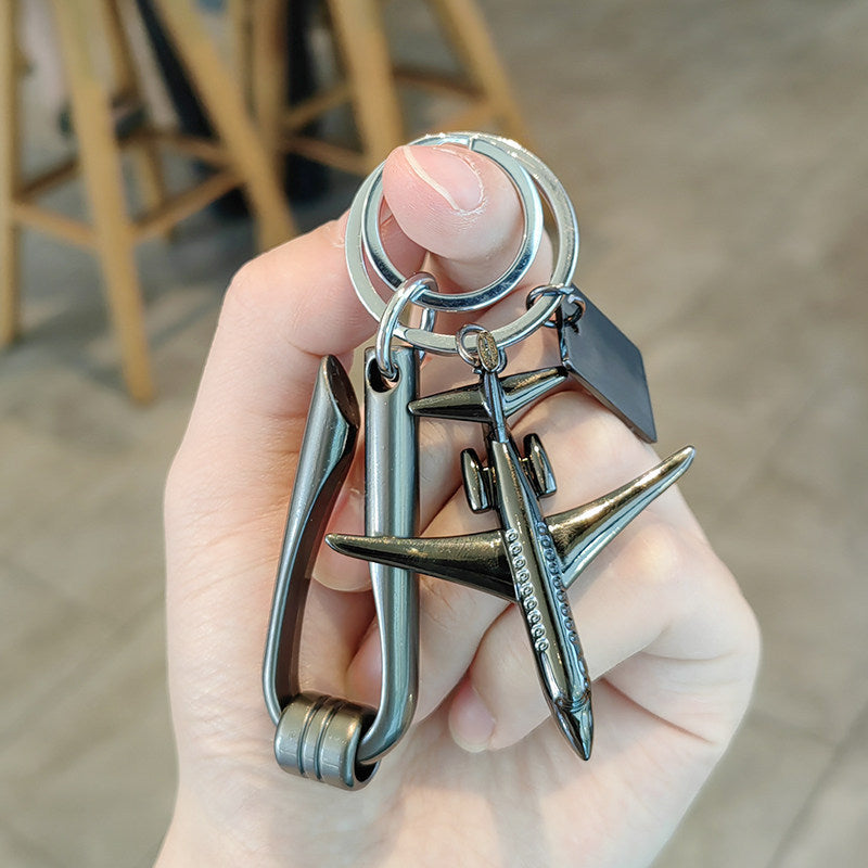 #C00012 Airplane Keychain Charm – Metal Jet Engine & Aircraft Accessory Gift for Pilots, Travelers & Aviation Lovers