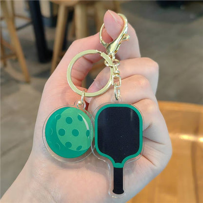 #C00011 Pickleball Keychain Charm Set – Mini Paddle, Ball & Wrist Strap Accessory for Players & Sports Lovers