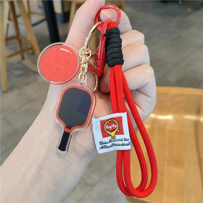 #C00011 Pickleball Keychain Charm Set – Mini Paddle, Ball & Wrist Strap Accessory for Players & Sports Lovers