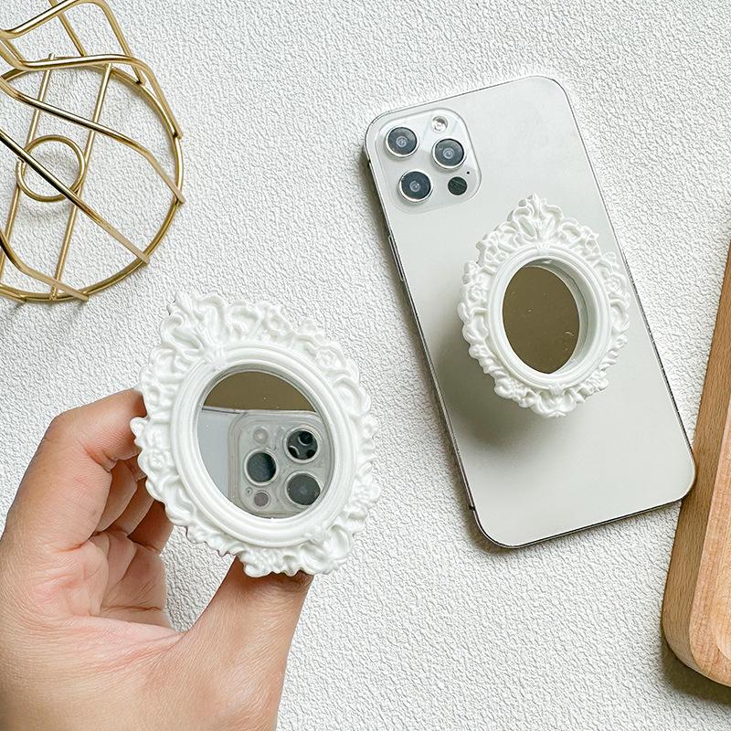 Retro Mirror PopSockets phone PopGrip, Desktop Bracket, adjustable cellphone stand, retractable smartphone holder, phone mount support, Folding Kickstand, handheld accessories