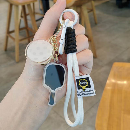 #C00011 Pickleball Keychain Charm Set – Mini Paddle, Ball & Wrist Strap Accessory for Players & Sports Lovers