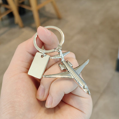 #C00012 Airplane Keychain Charm – Metal Jet Engine & Aircraft Accessory Gift for Pilots, Travelers & Aviation Lovers