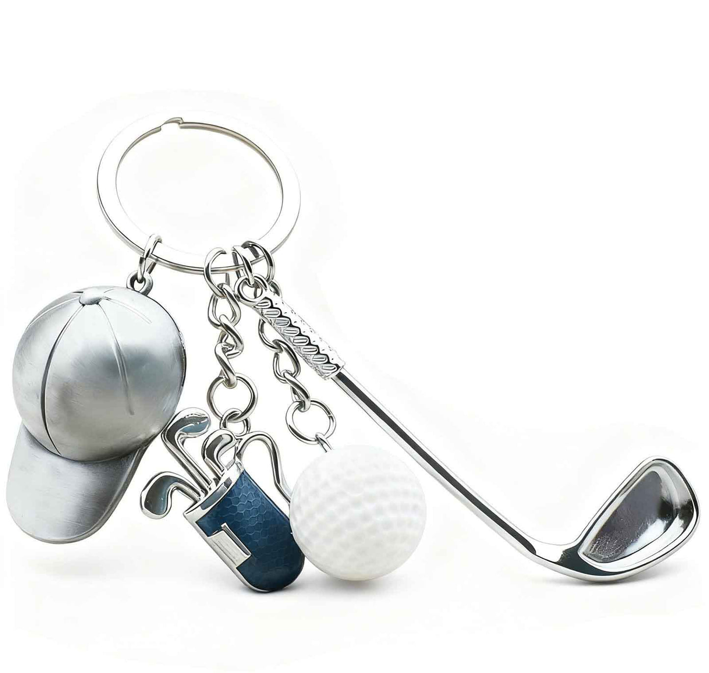 #C00004 Golf Keychain Charm Set – Mini Golf Club, Ball, Bag & Cap Accessory Gift for Golf Lovers