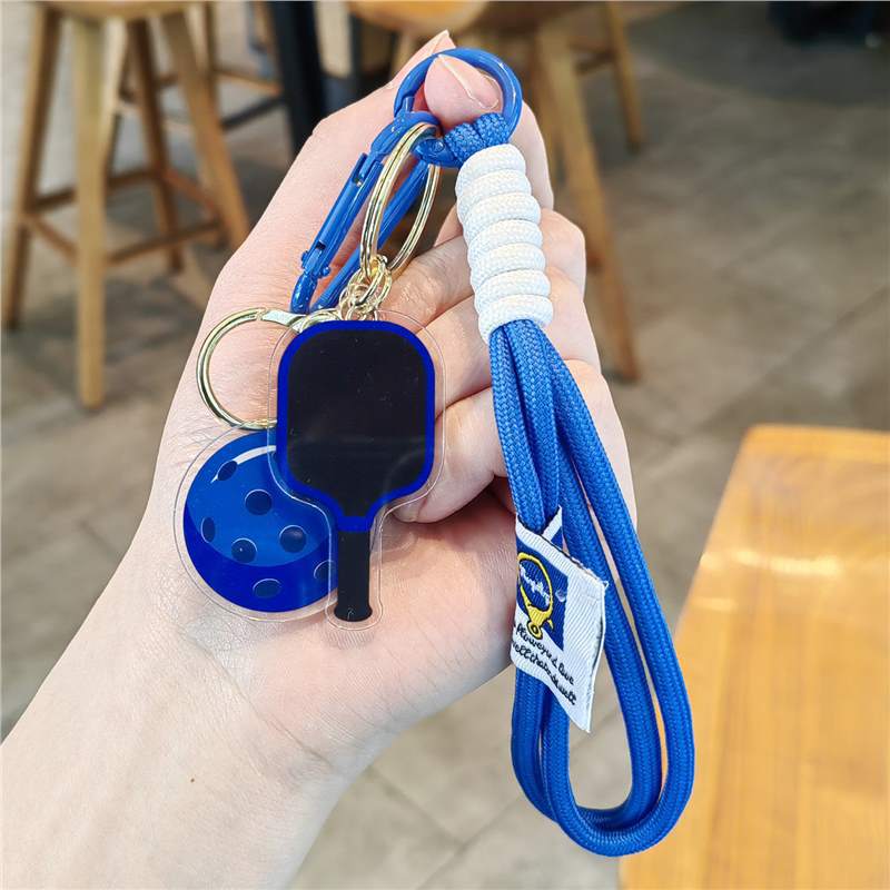 #C00011 Pickleball Keychain Charm Set – Mini Paddle, Ball & Wrist Strap Accessory for Players & Sports Lovers