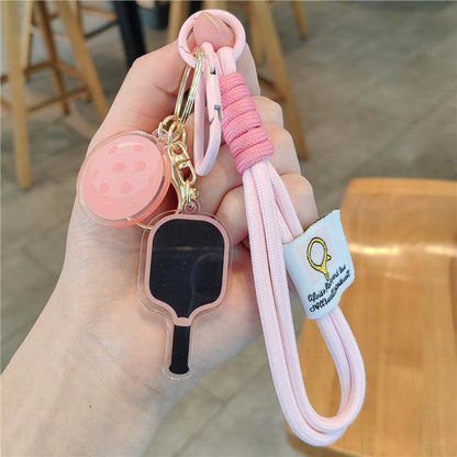 #C00011 Pickleball Keychain Charm Set – Mini Paddle, Ball & Wrist Strap Accessory for Players & Sports Lovers
