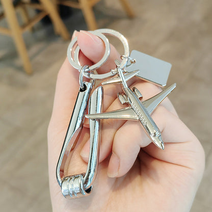 #C00012 Airplane Keychain Charm – Metal Jet Engine & Aircraft Accessory Gift for Pilots, Travelers & Aviation Lovers