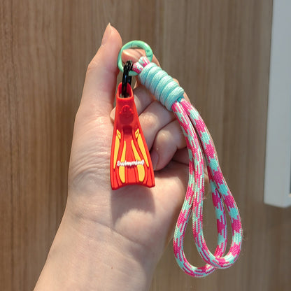 #C00009 Swimming Fin Keychain Charm – Colorful Mini Flippers Accessory for Swimmers, Beach Lovers & Gifts
