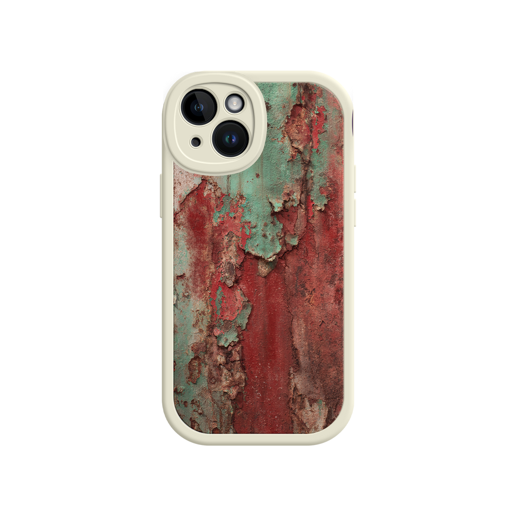 Industrial design phone case with aged metal surface