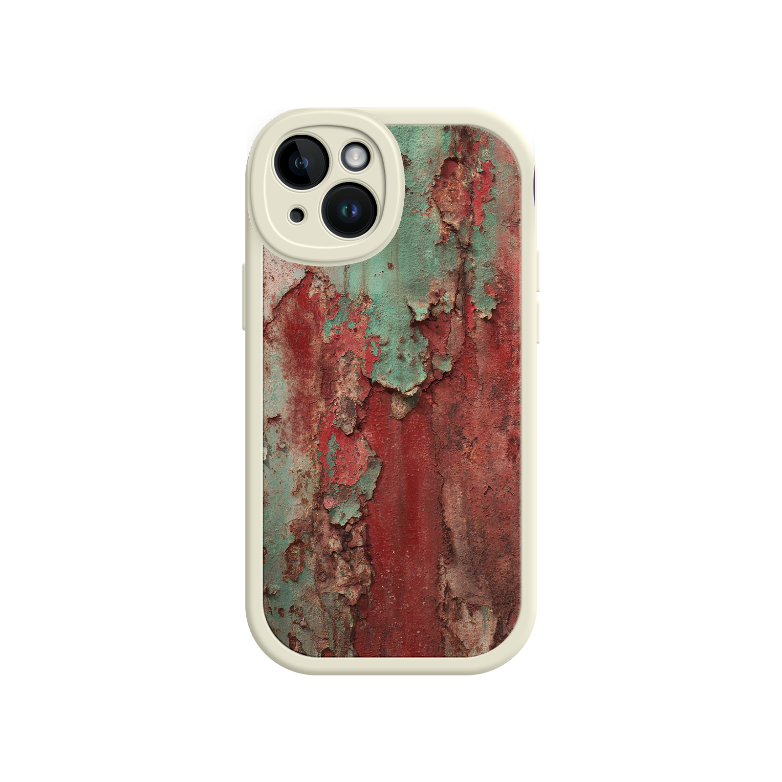 Industrial design phone case with aged metal surface