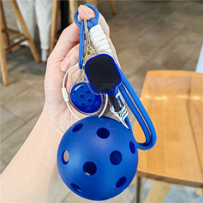 #C00011 Pickleball Keychain Charm Set – Mini Paddle, Ball & Wrist Strap Accessory for Players & Sports Lovers