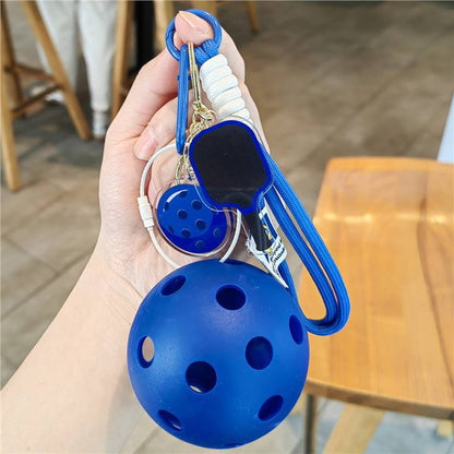 #C00011 Pickleball Keychain Charm Set – Mini Paddle, Ball & Wrist Strap Accessory for Players & Sports Lovers