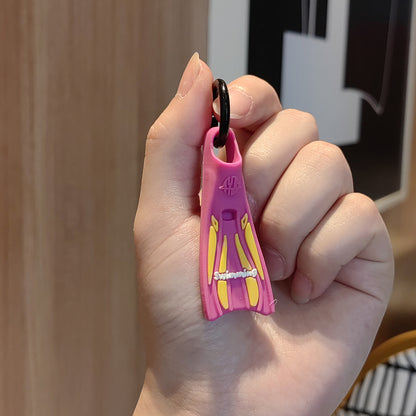#C00009 Swimming Fin Keychain Charm – Colorful Mini Flippers Accessory for Swimmers, Beach Lovers & Gifts