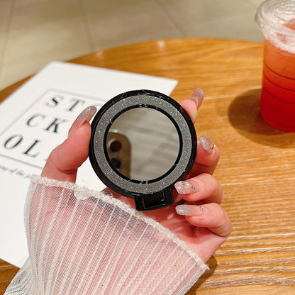 #S0030 Factory Wholesale Magnetic Girls makeup mirror PopSockets Glitter phone PopGrip, cellphone stand, retractable smartphone holder, phone mount support, Foldable Kickstand, handheld accessories Folding