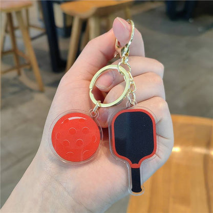 #C00011 Pickleball Keychain Charm Set – Mini Paddle, Ball & Wrist Strap Accessory for Players & Sports Lovers