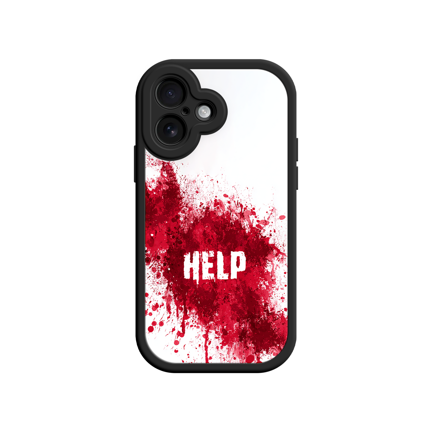 iPhone case with blood splatter and white distress text