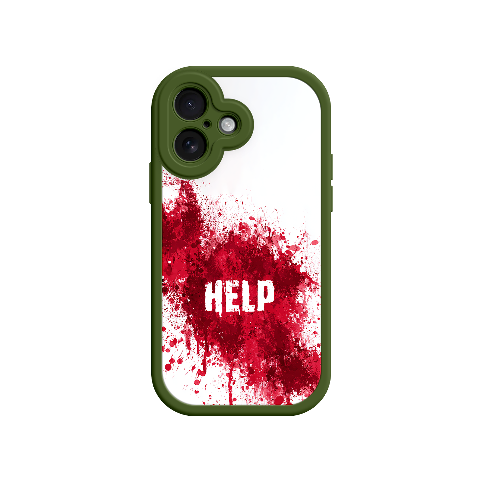 Horror phone case with dramatic red splatter design