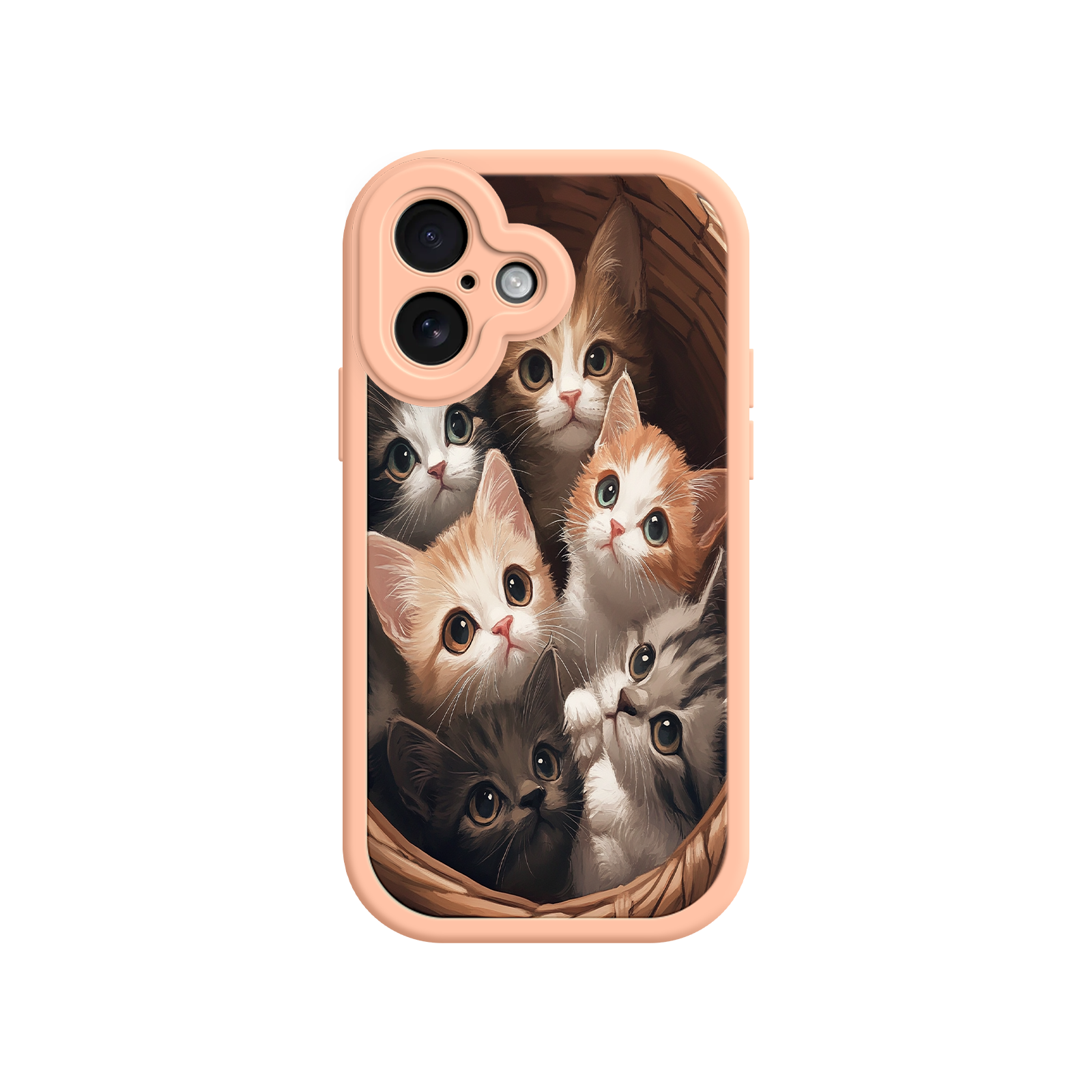 Cozy phone case with kittens nestled together