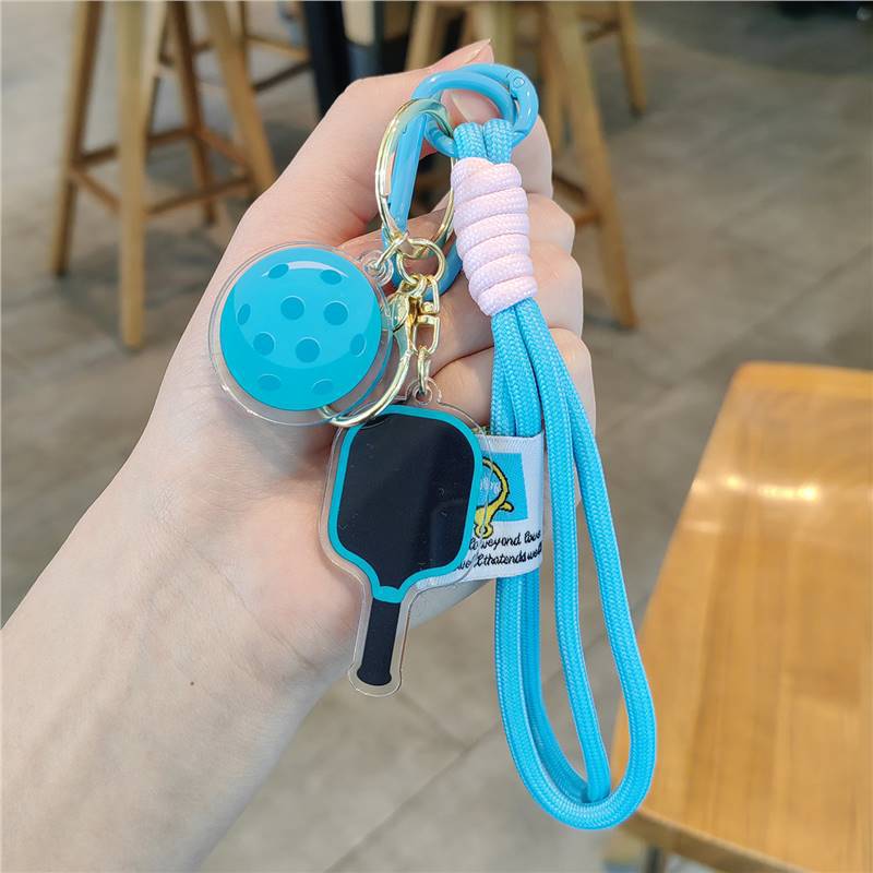 #C00011 Pickleball Keychain Charm Set – Mini Paddle, Ball & Wrist Strap Accessory for Players & Sports Lovers