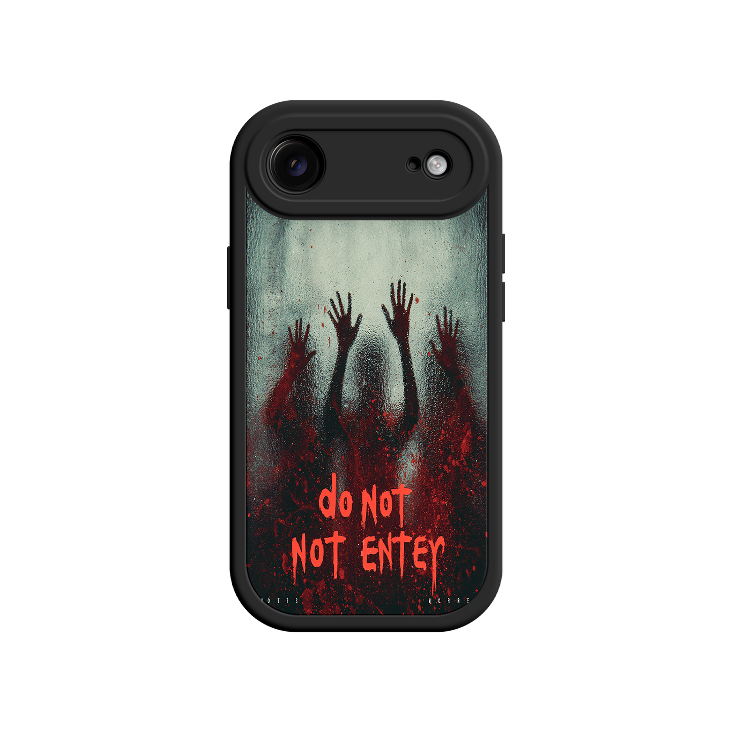 iPhone case with horror graphic and blood splatter