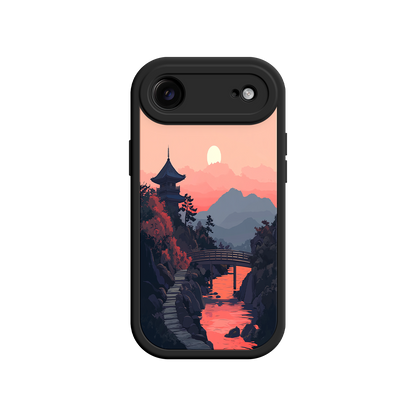 #MC0006 Factory Wholesale Japanese Sunset Landscape Phone Case – Scenic Pagoda Design for iPhone