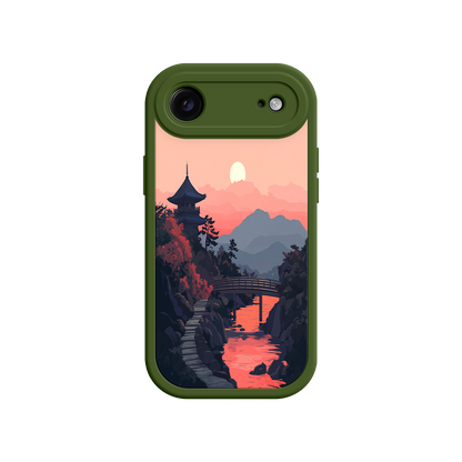 #MC0006 Factory Wholesale Japanese Sunset Landscape Phone Case – Scenic Pagoda Design for iPhone