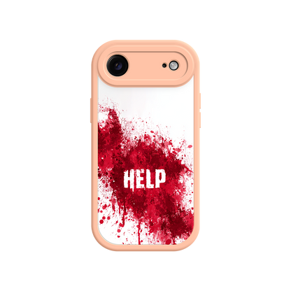 Edgy phone case featuring distressed “HELP” lettering