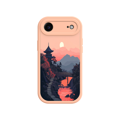 #MC0006 Factory Wholesale Japanese Sunset Landscape Phone Case – Scenic Pagoda Design for iPhone