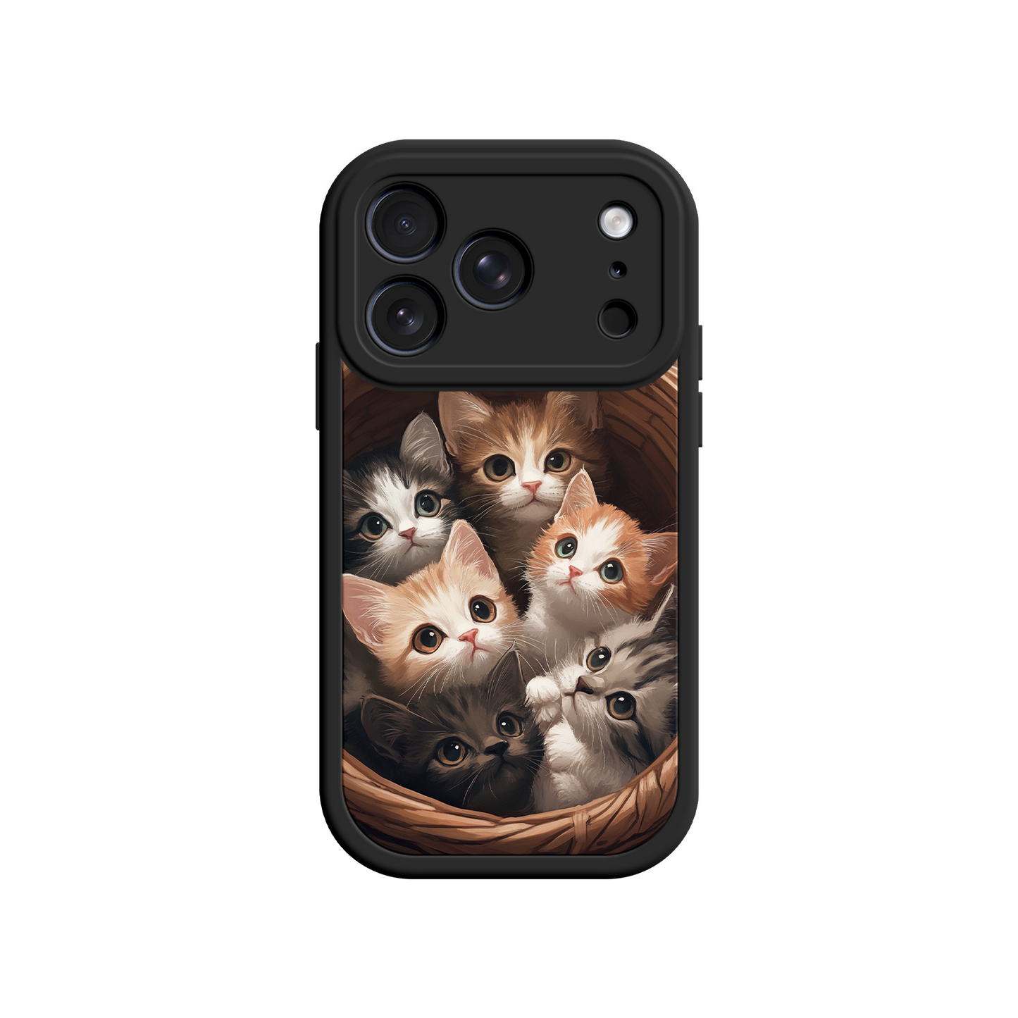 Artistic phone case with group of cats