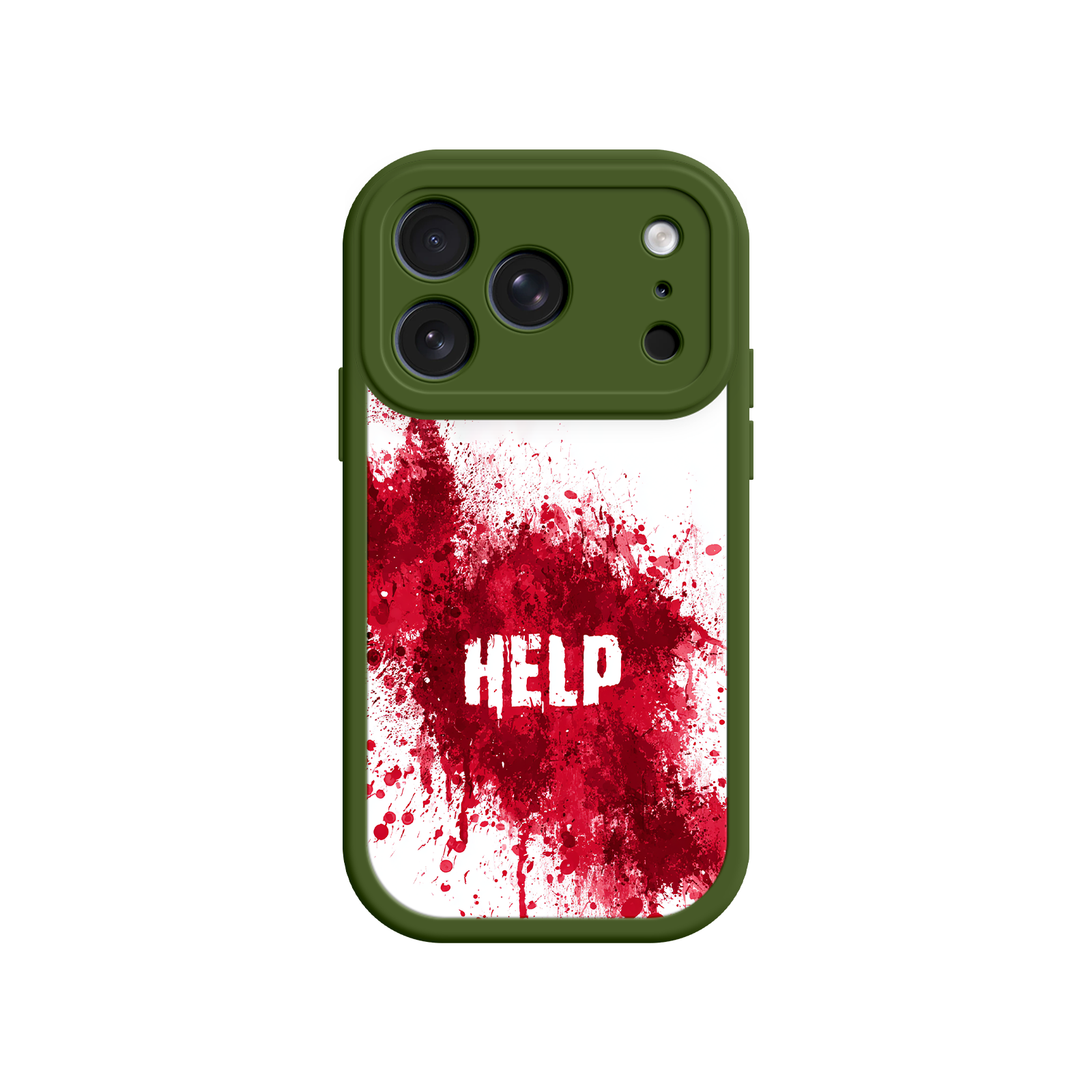 Graphic phone case featuring bold red splatter design