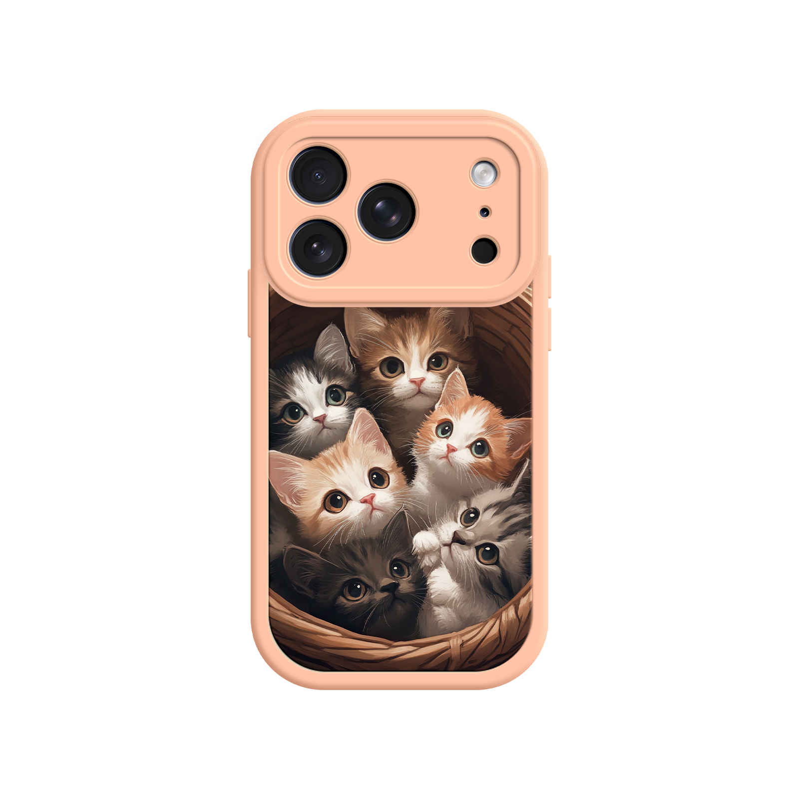 Cat-themed iPhone case with woven basket design