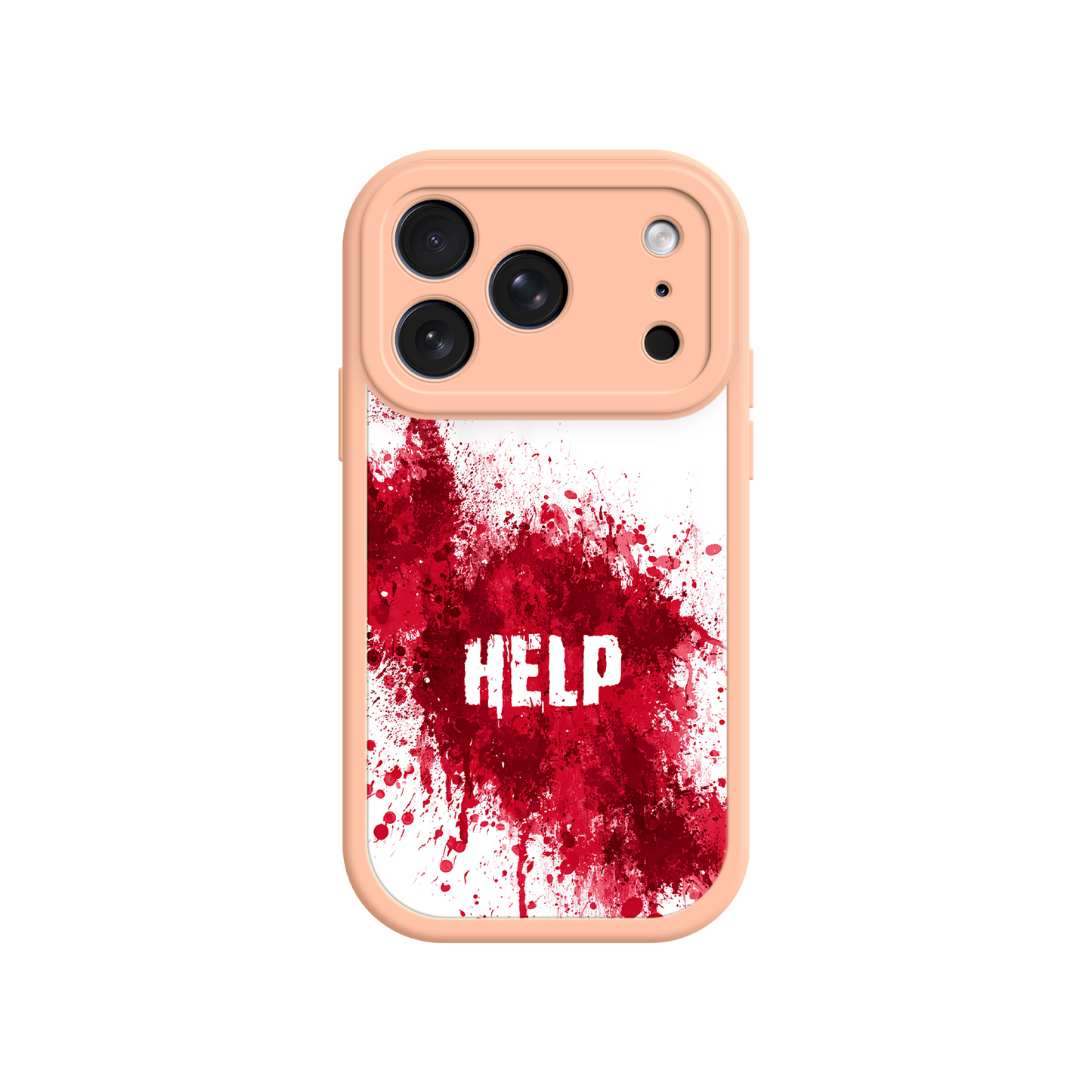 Distressed phone case with urgent “HELP” message