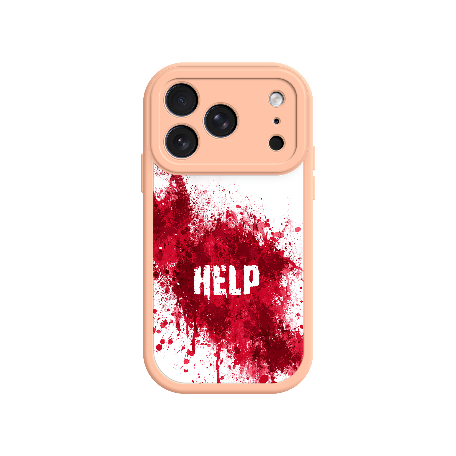Distressed phone case with urgent “HELP” message