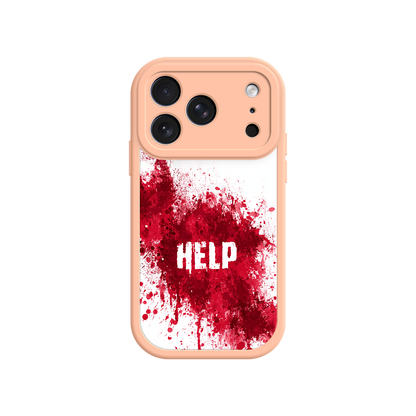 Distressed phone case with urgent “HELP” message