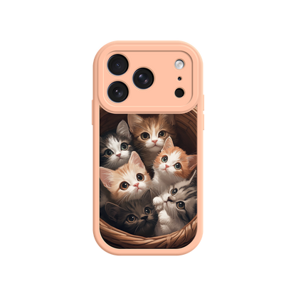 Cute animal phone case with tabby and black kittens