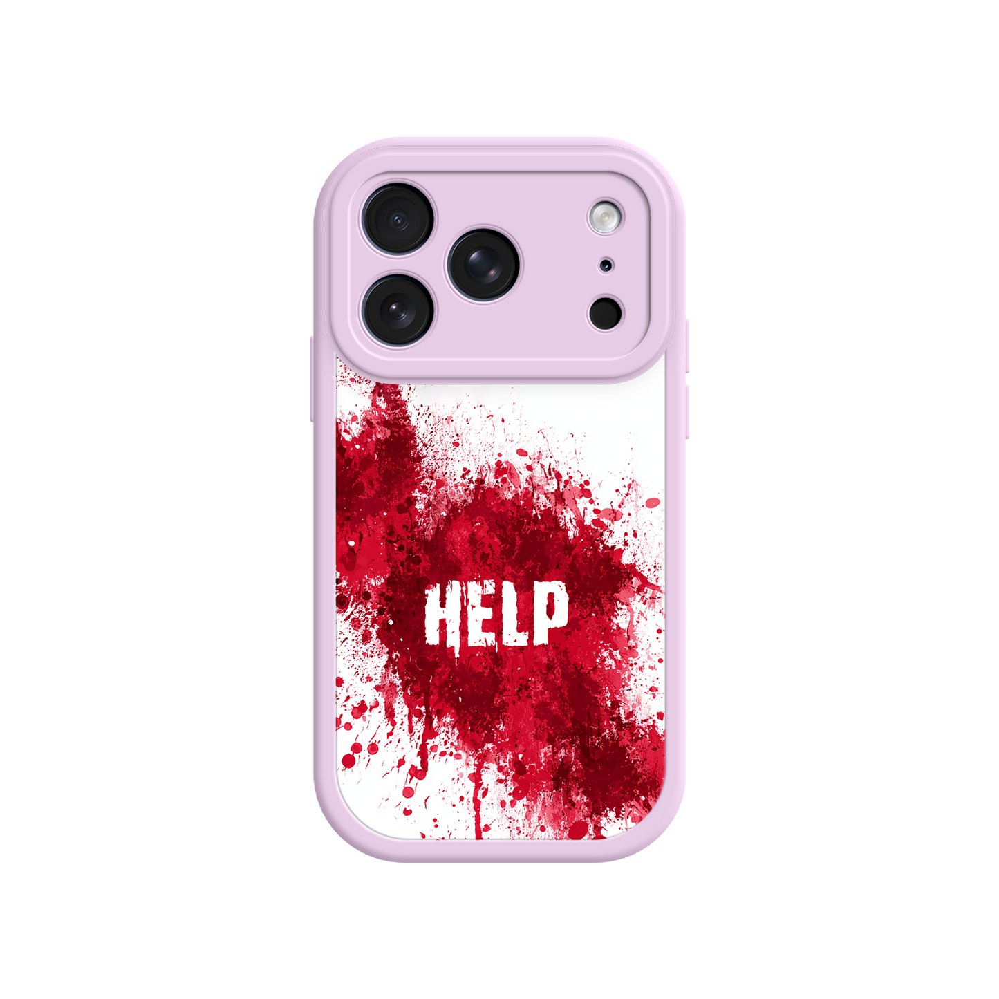 Horror-style phone case with graphic red and white contrast