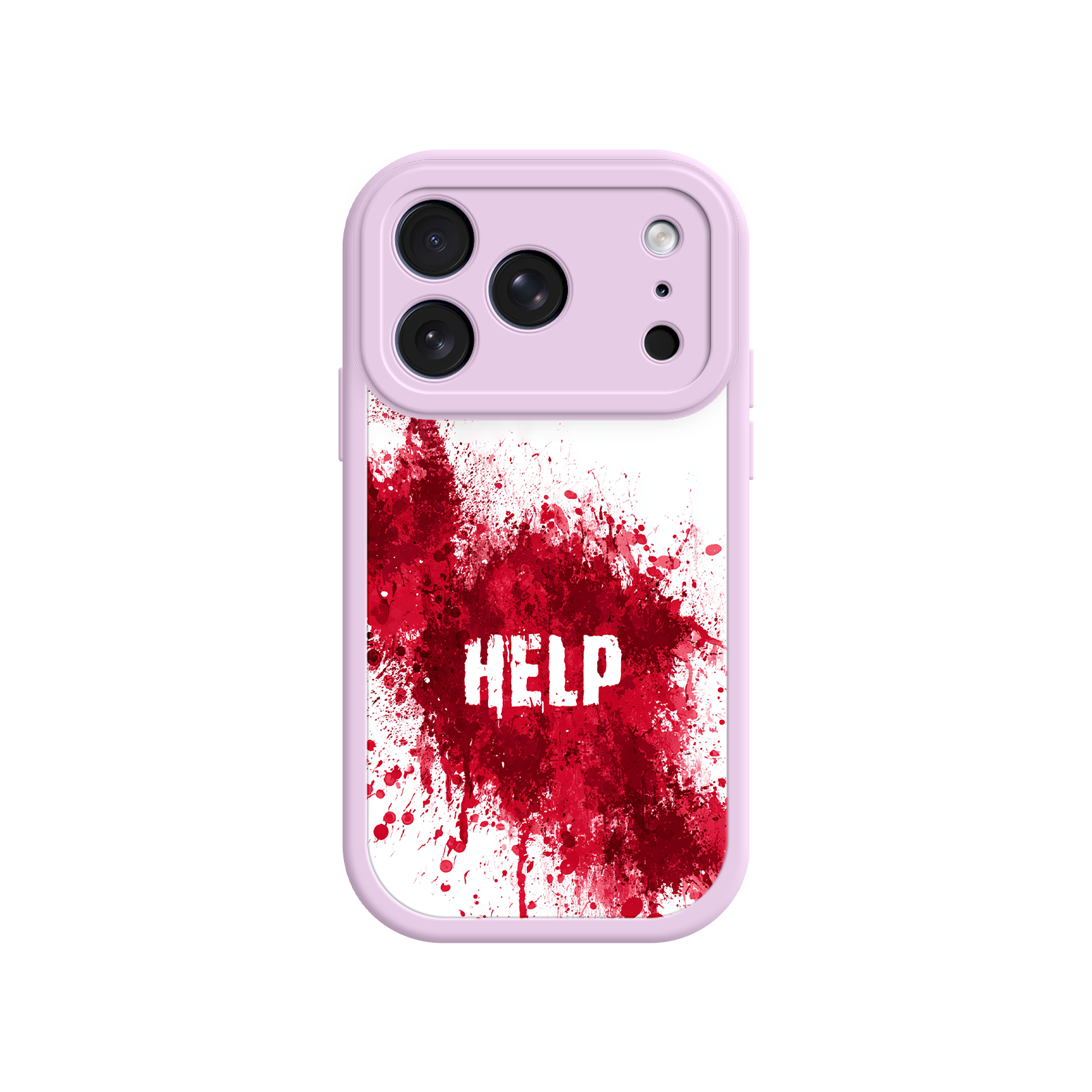 Horror-style phone case with graphic red and white contrast