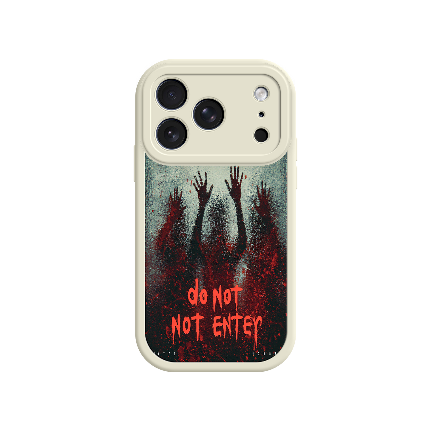 Dark phone case with blood splatter and shadow hands